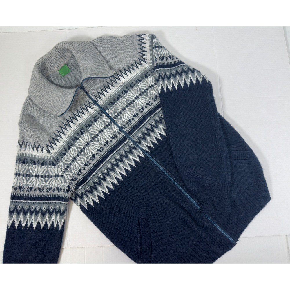 Vintage Full Zip Cardigan Sweater Nordic Snowflake Mens‎ XL Grandpa Core